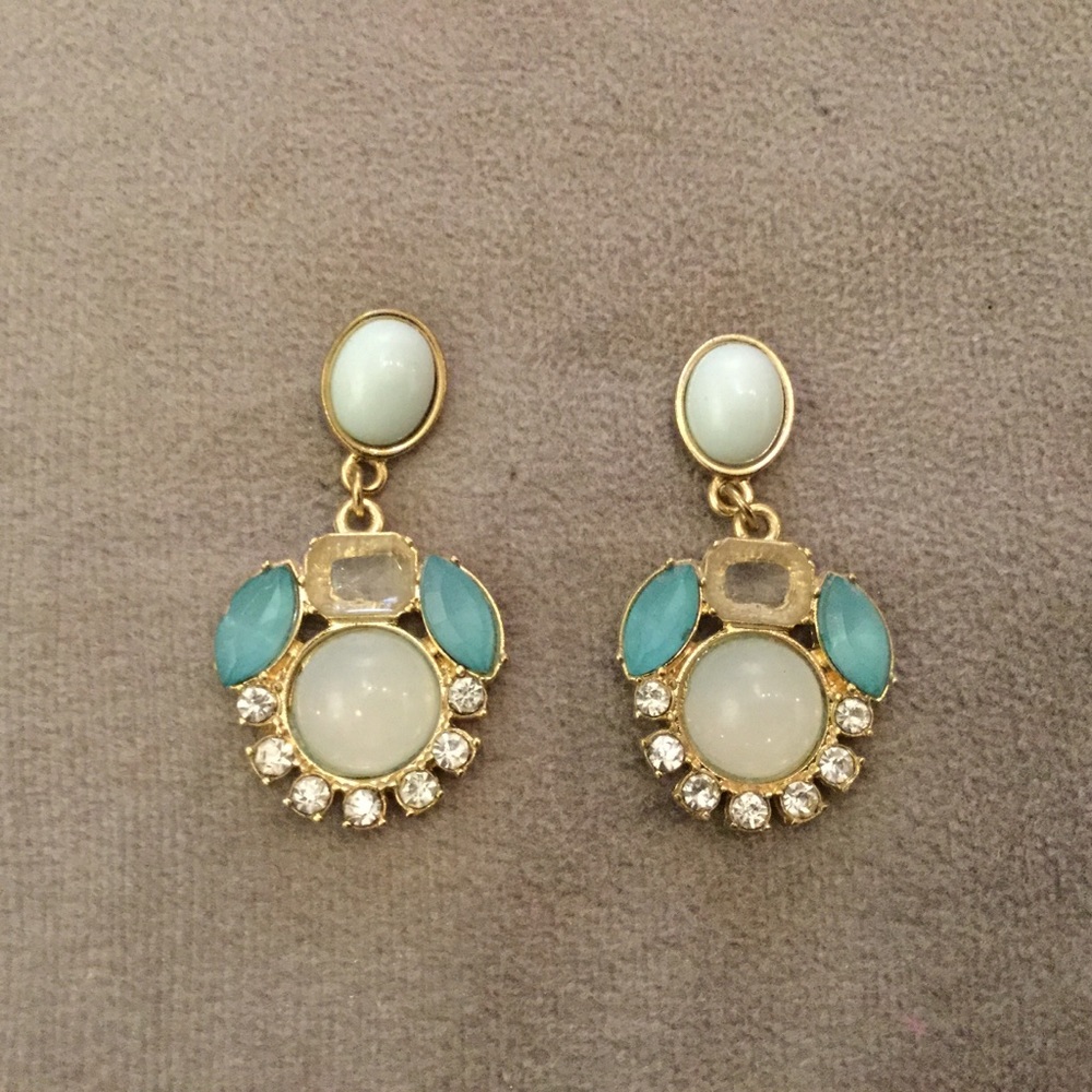 Multi-Stone Blue & Rhinestone Drop Earrings